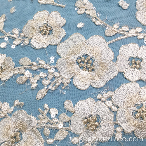 Plum Blossom Κέντημα Transapret Sequin Lace Fabric